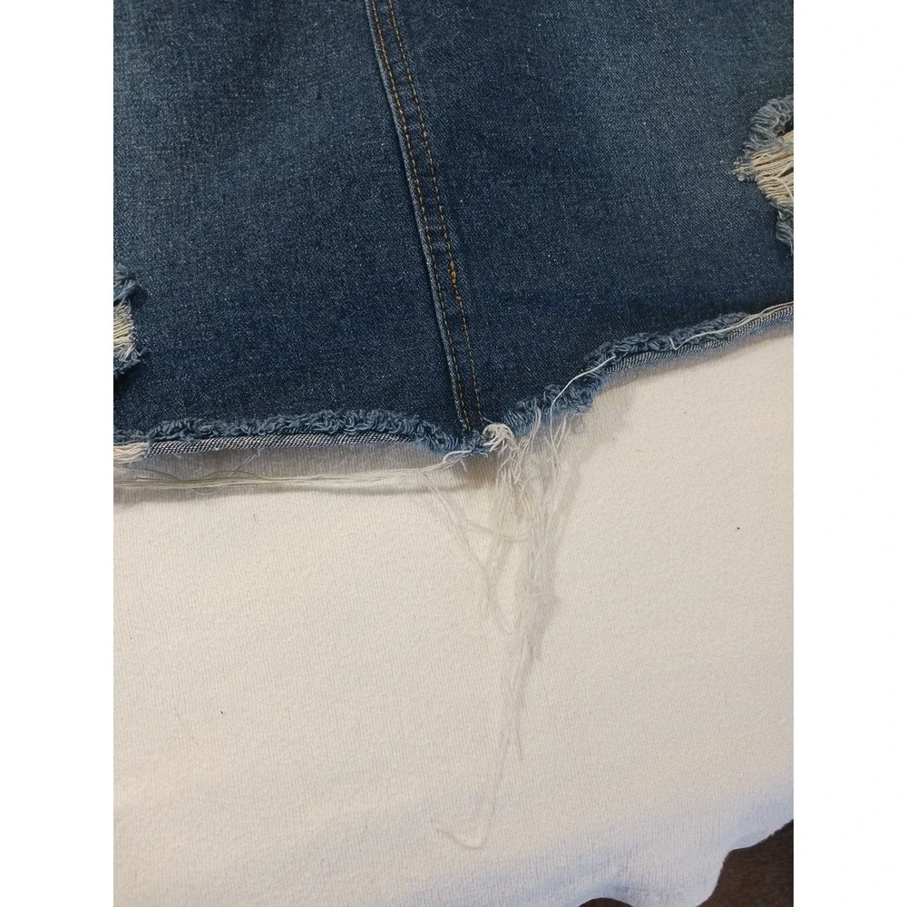 Shein Distressed Denim Mini‎ Skirt 0XL (US 12) Raw Hem Y2K Indie Sleaze Casual